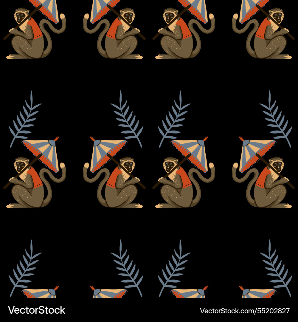 Seamless pattern with monkeys and umbrella Seamless pattern with monkeys and umbrella vector image