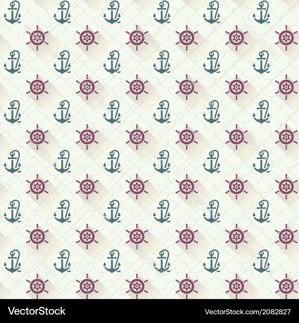 Seamless patterns anchors with shadow vector image