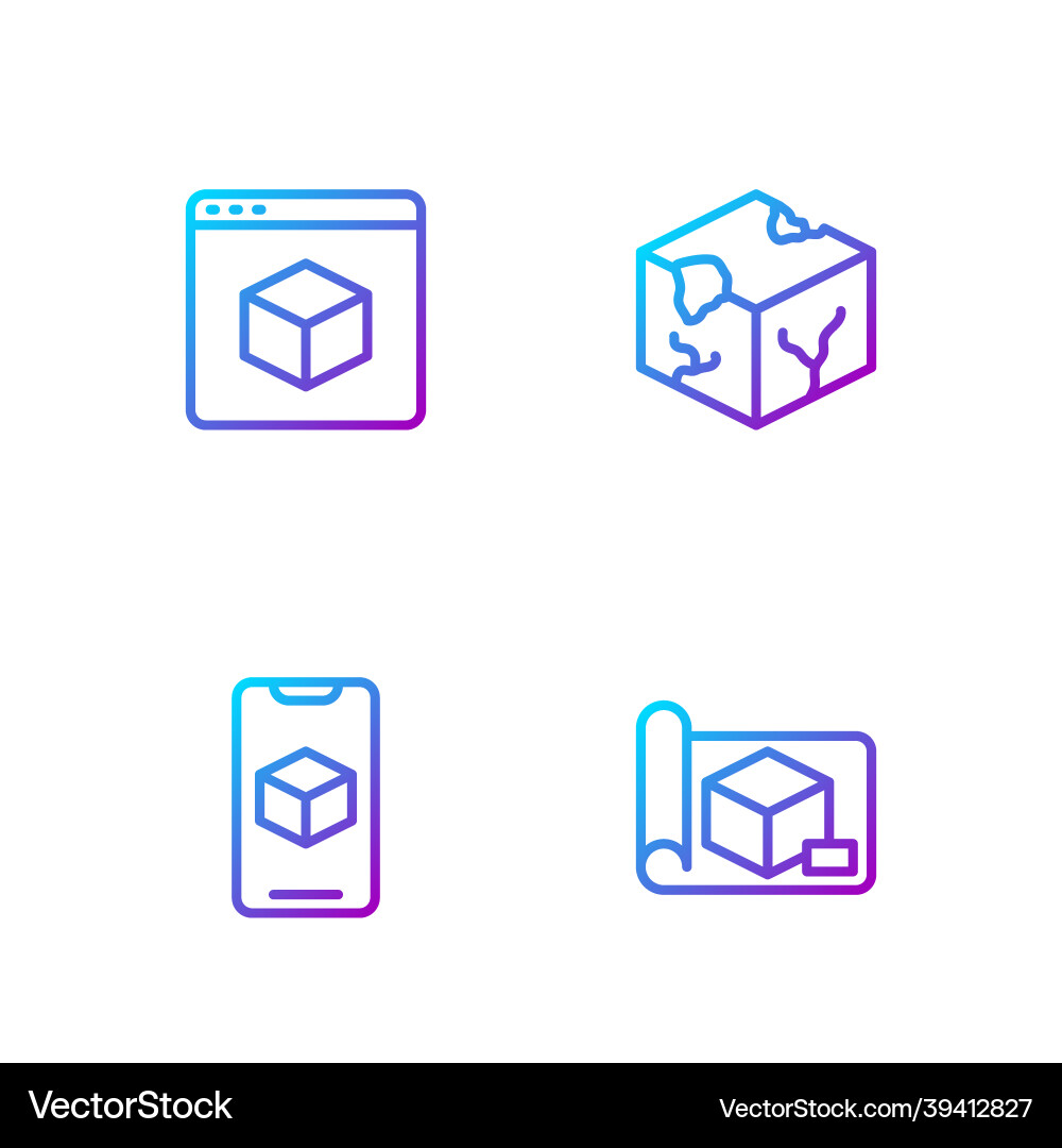 Set line graphing paper for engineering 3d vector image