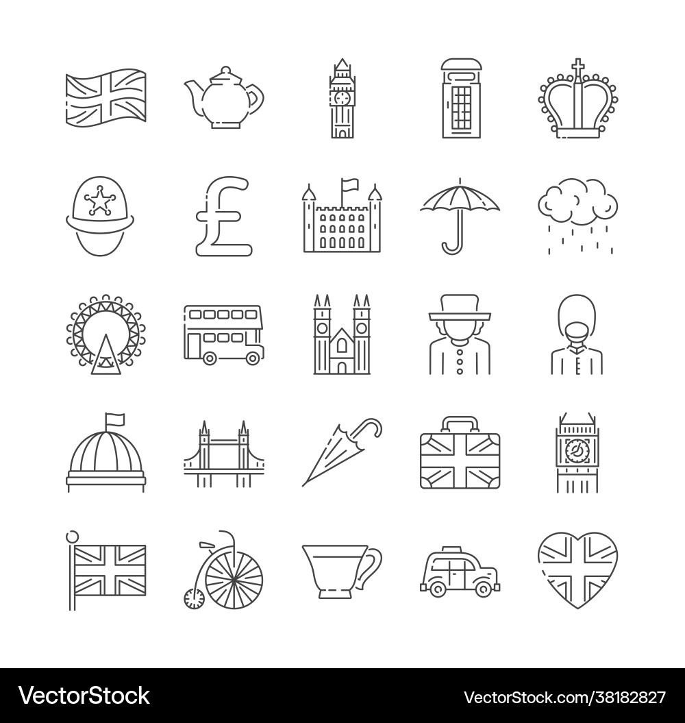 Set london england und uk Icons dünne Linie Set london england und uk Icons dünne Linie vektorbild