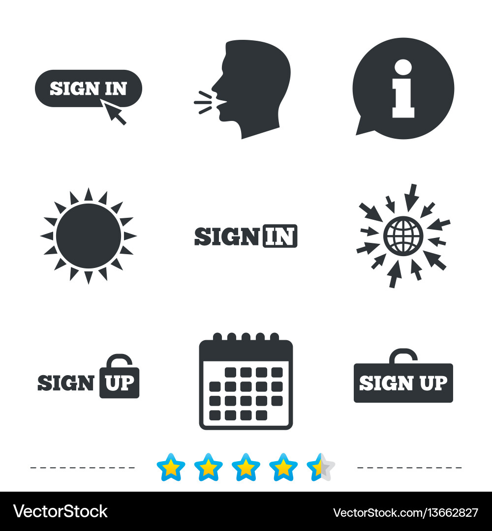Sign in icons login with arrow hand pointer Vector Image