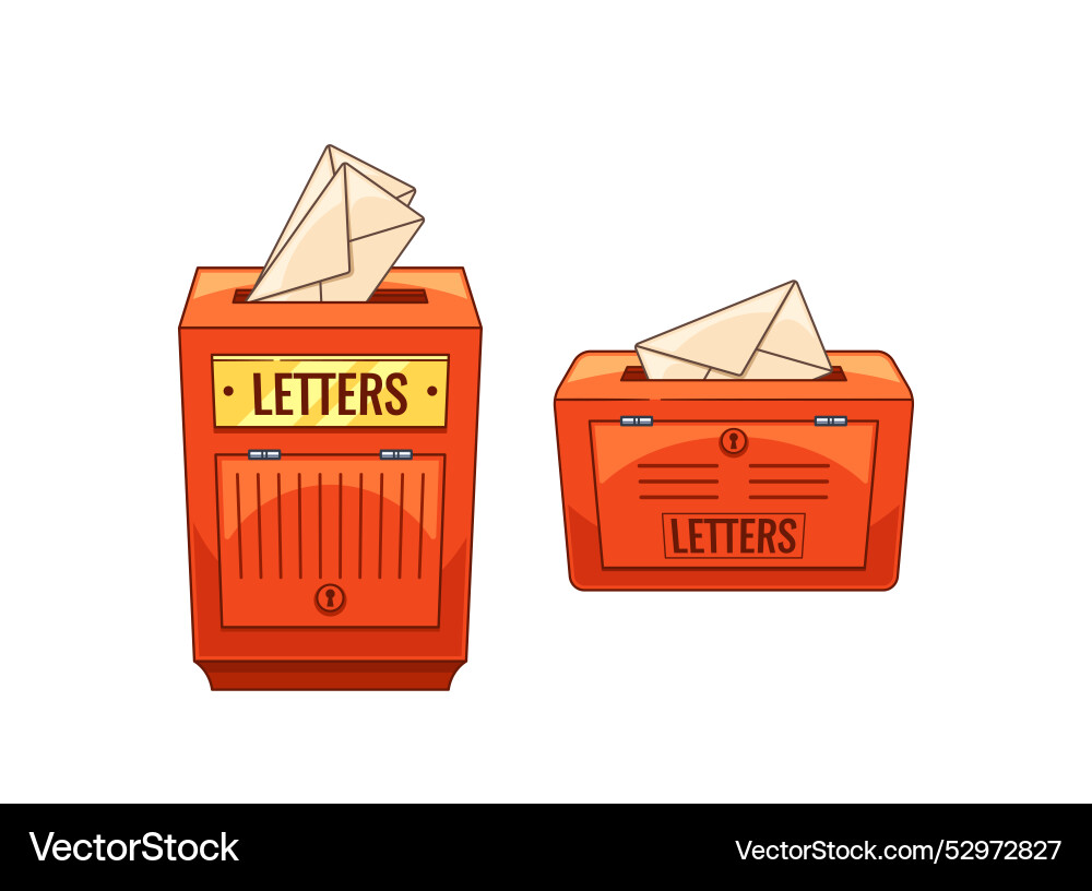 Two red british mailboxes with envelopes inside Two red british mailboxes with envelopes inside vector image