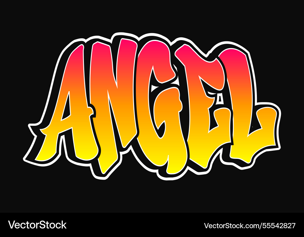 Word angel written in graffiti style Royalty Free Vector