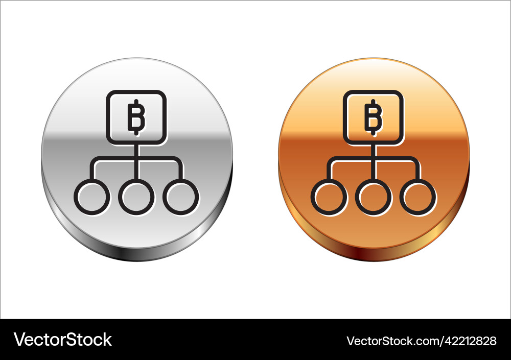 Black line blockchain technology bitcoin icon Black line blockchain technology bitcoin icon vector image