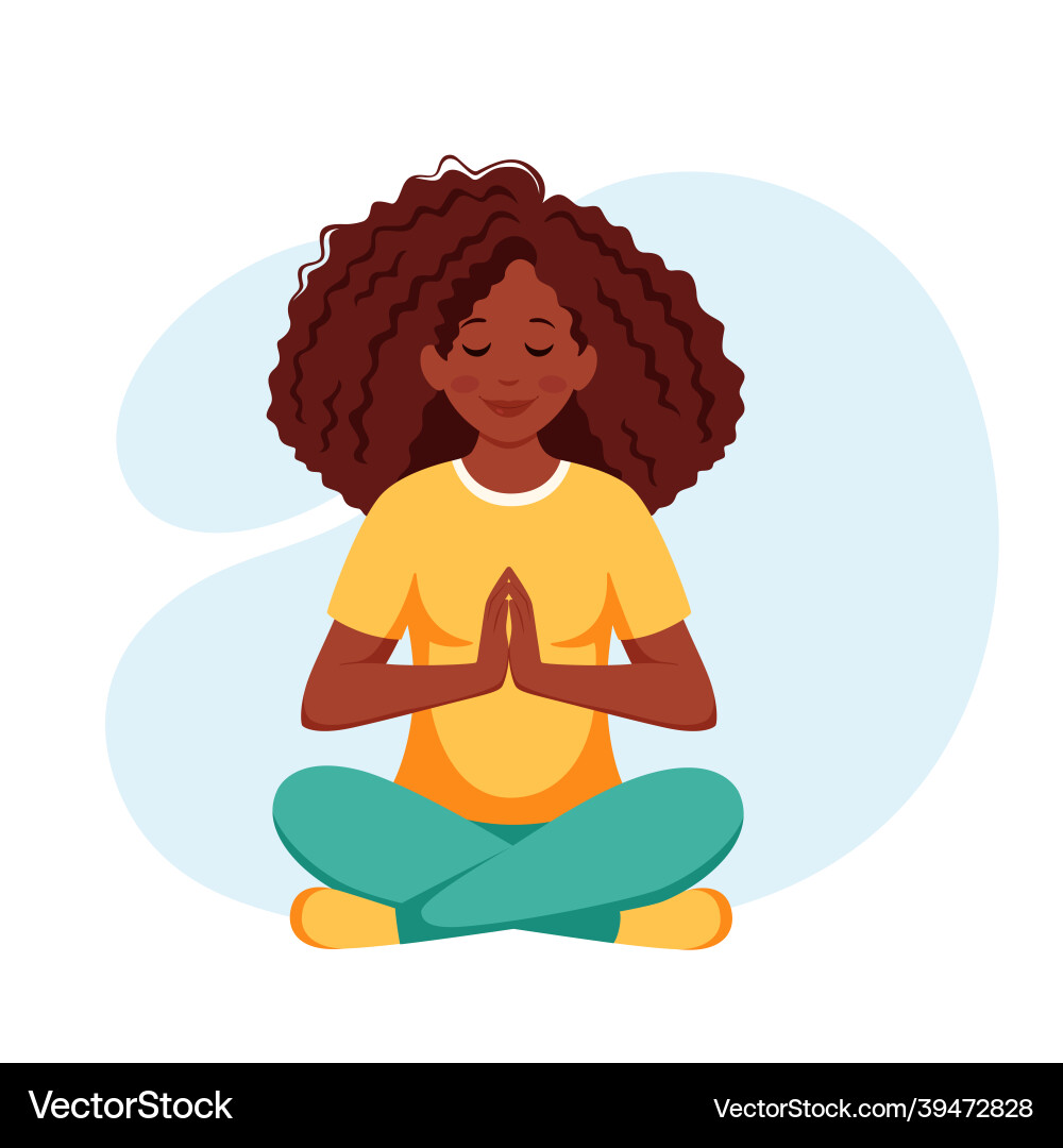 Black woman practicing yoga healthy lifestyle Black woman practicing yoga healthy lifestyle vector image