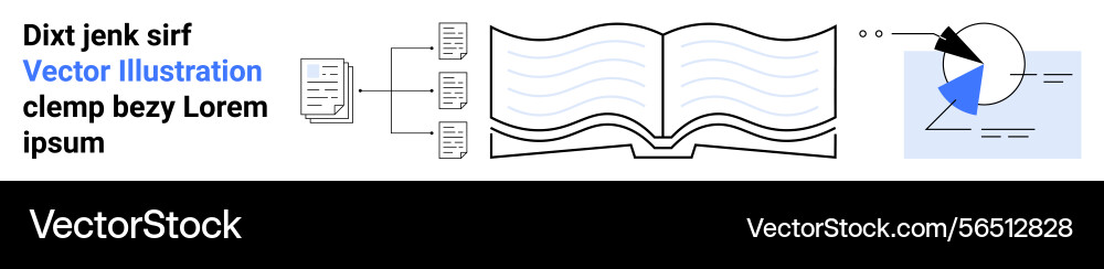 Data flow from documents to open book Data flow from documents to open book vector image