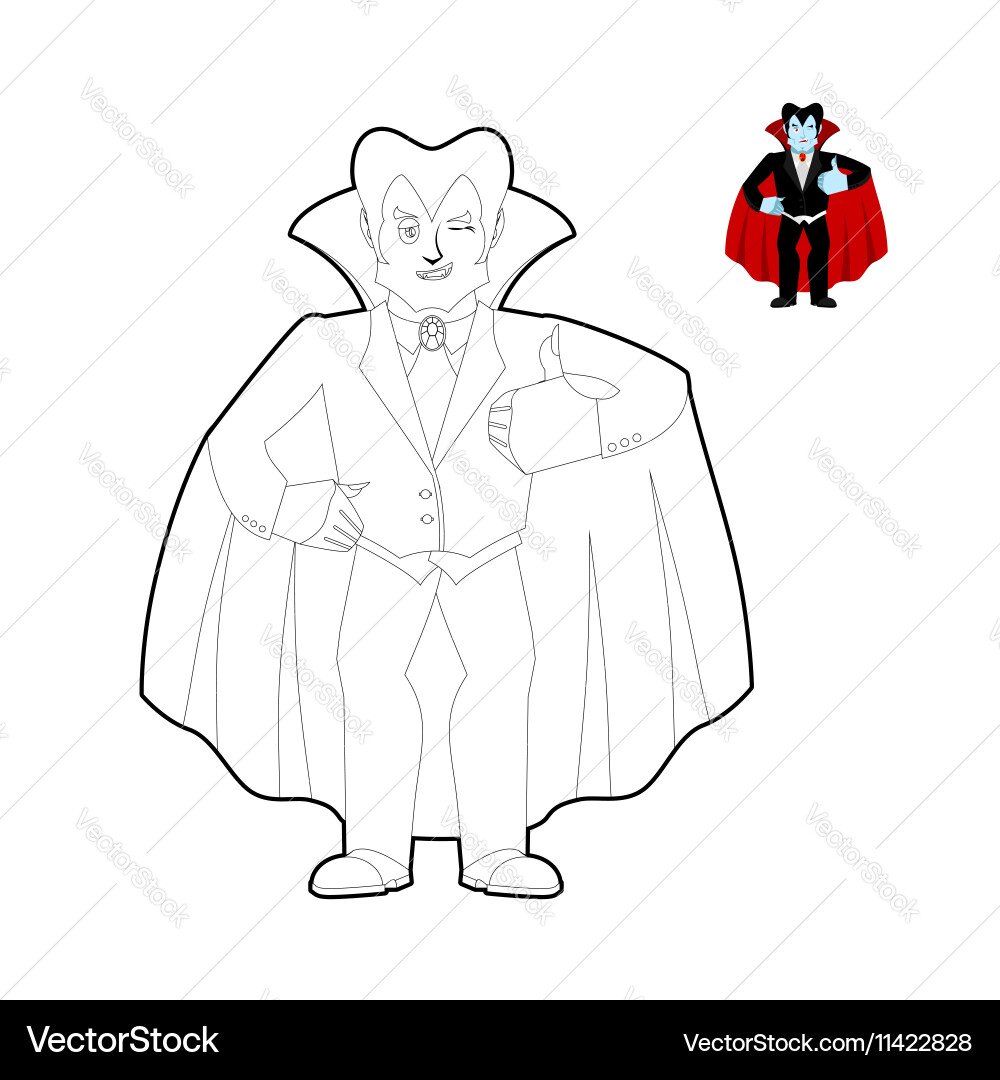 Dracula coloring book vampire count in linear Vector Image