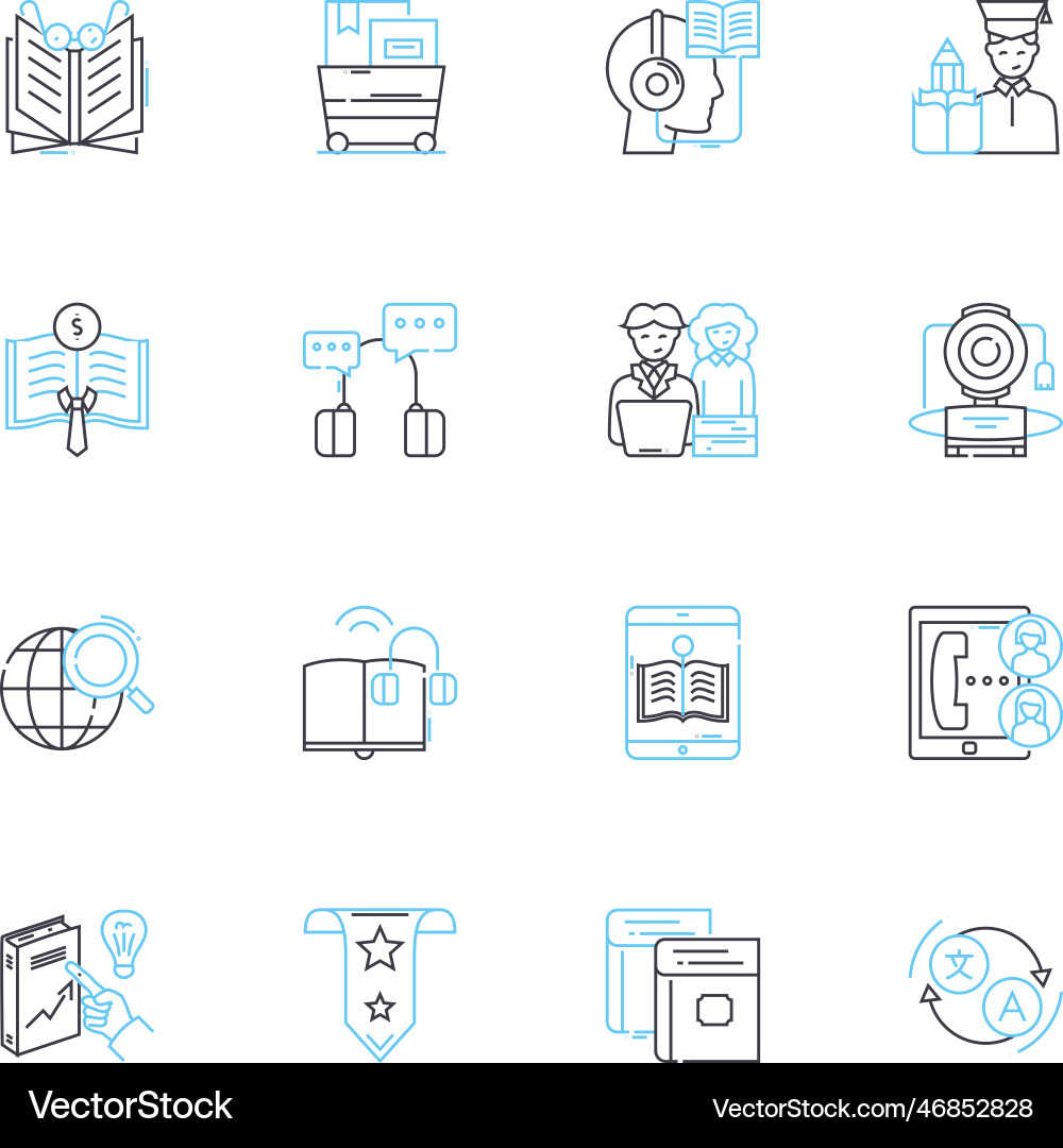 Email production linear icons set layout design Email production linear icons set layout design vector image