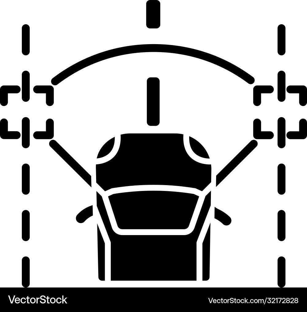 Lane keeping assist black glyph icon Lane keeping assist black glyph icon vector image