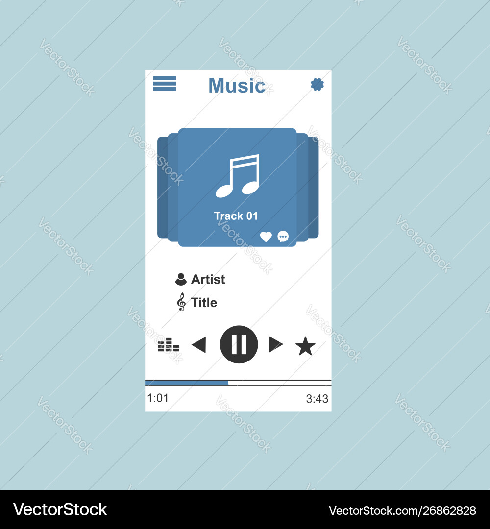 Media player application app template with flat Media player application app template with flat vector image