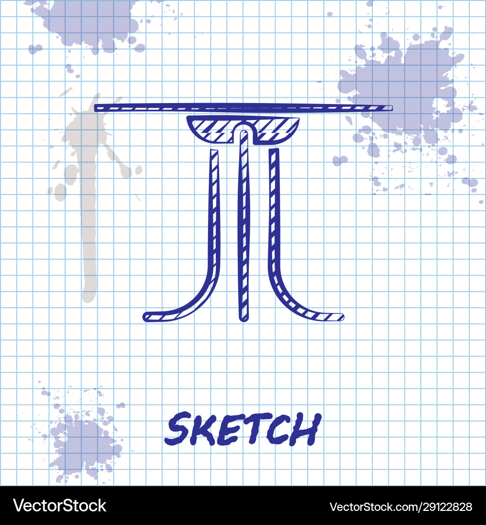 Sketch line round table icon isolated on white Sketch line round table icon isolated on white vector image