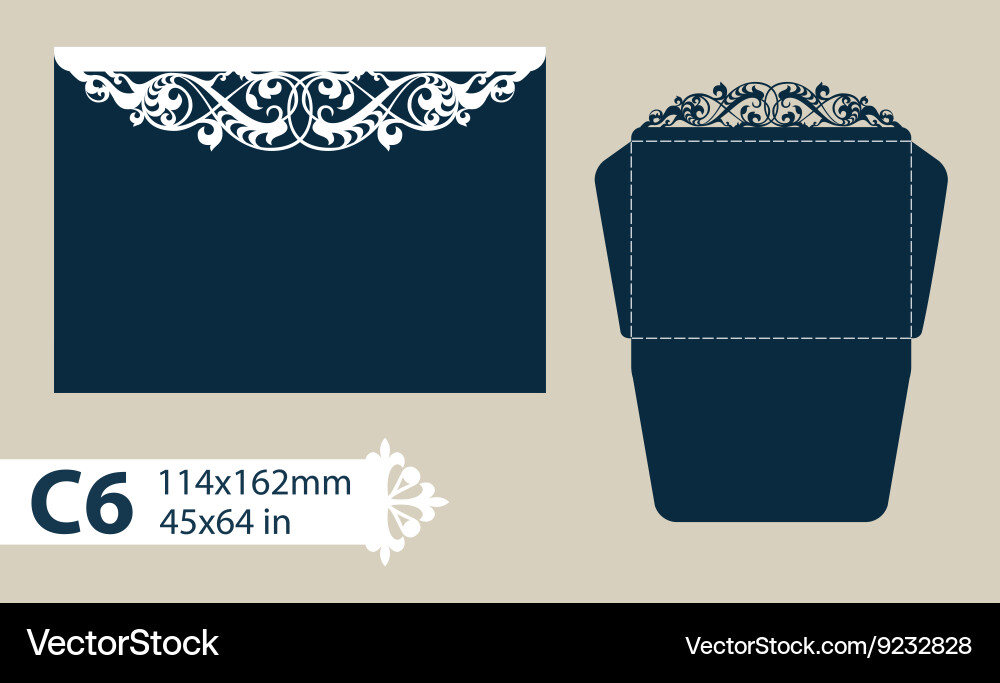 Template envelope with carved openwork pattern vector image