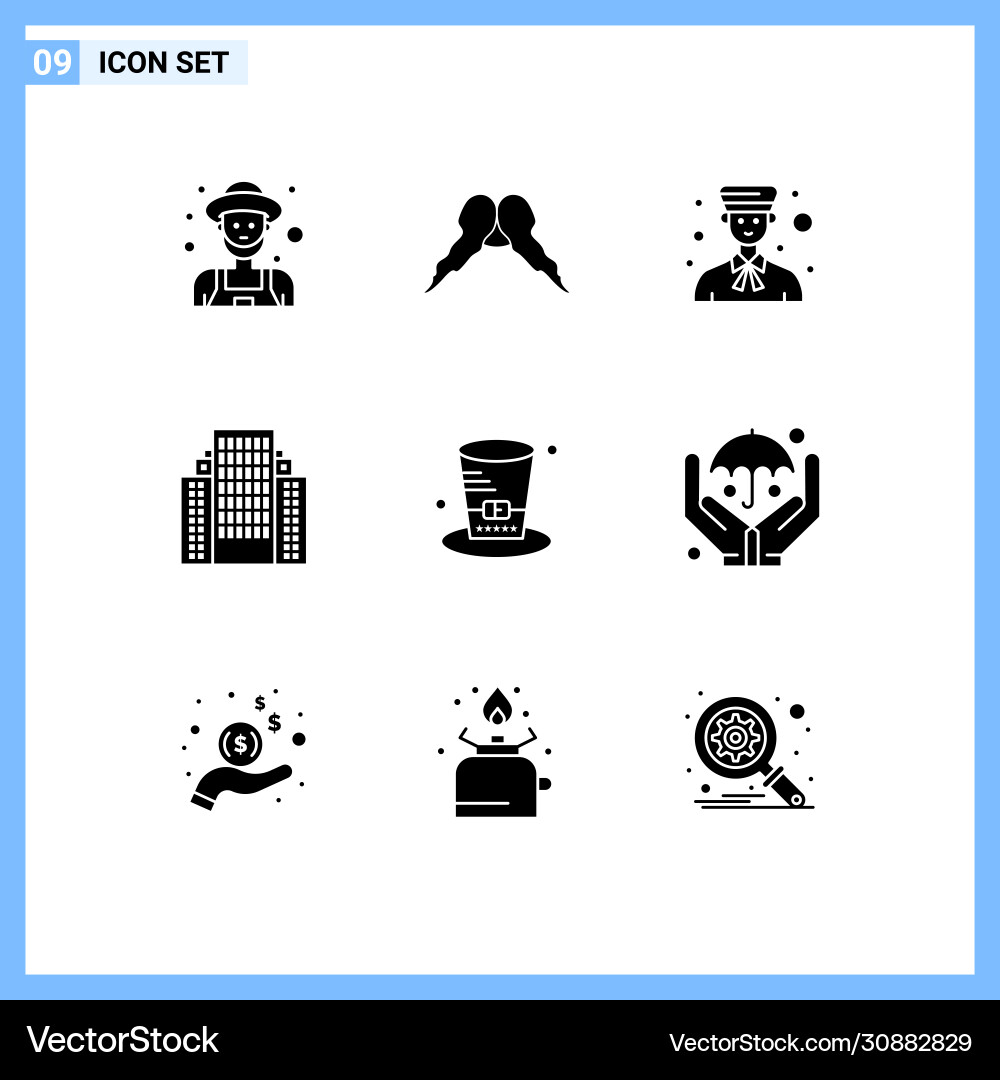 9 universal solid glyphs set for web and mobile vector image