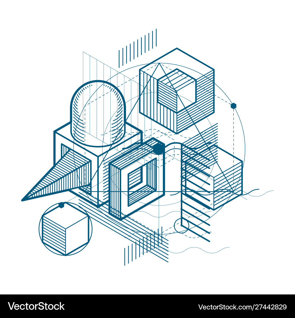 Abstract background with isometric elements vector image