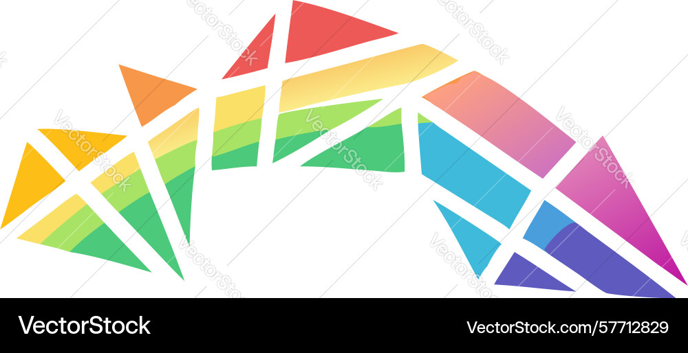 Abstract geometric rainbow design with sharp vector image