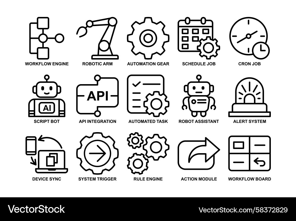 Automatisierung Workflow Icons Vektorbild