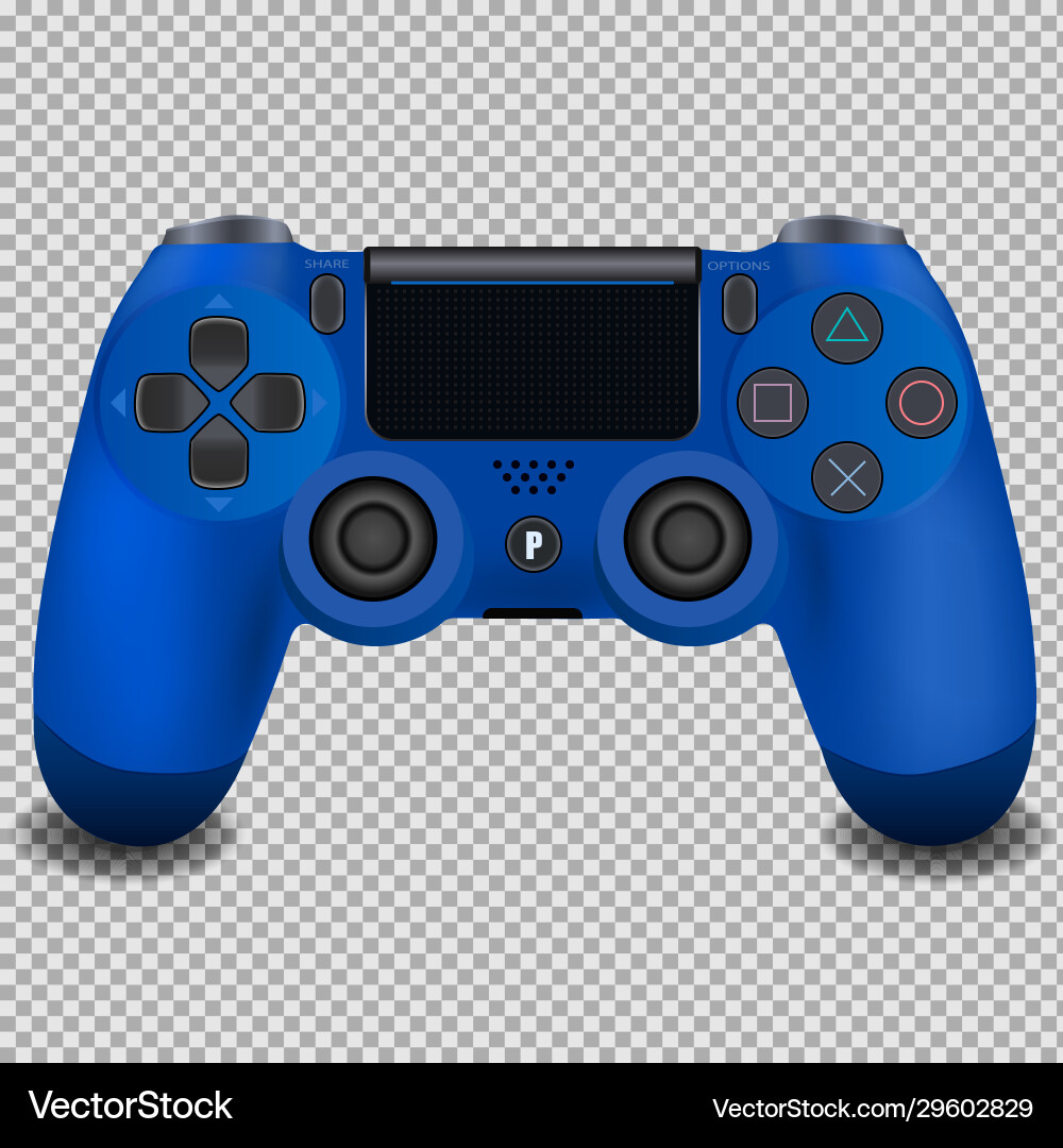 Blue Game Joystick on Transparent Background vector image