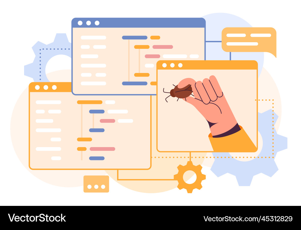 Cybersecurity: Bug in Code Vector Image