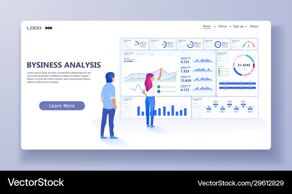 Data Analysis Website Template vector image