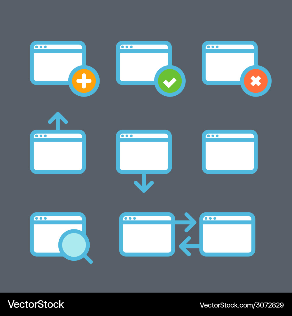 Different web browser icons set Vector Image