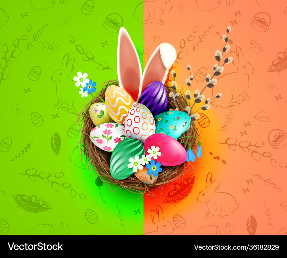 Easter design with a nest eggs pattern Easter design with a nest eggs pattern Vector Image