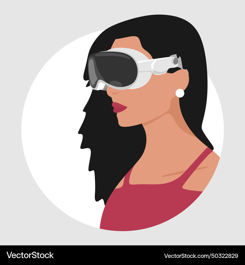 Girl using spatial computing device Girl using spatial computing device Vector Image