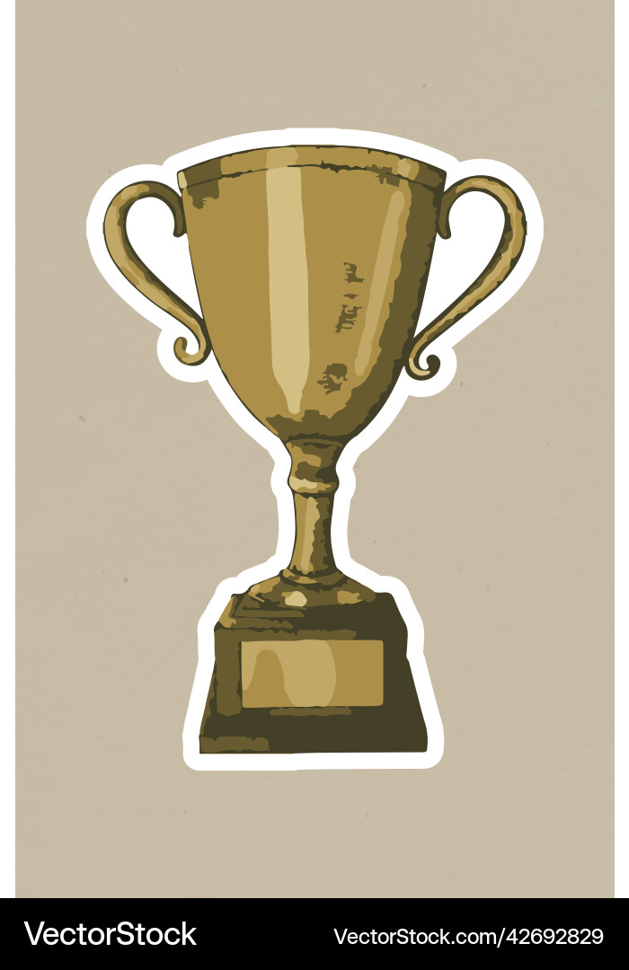 Gold trophy sticker with a white border Gold trophy sticker with a white border vector image