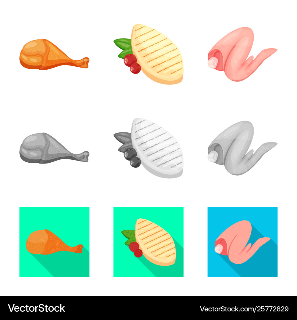 Isolated object product and poultry symbol set Vector Image