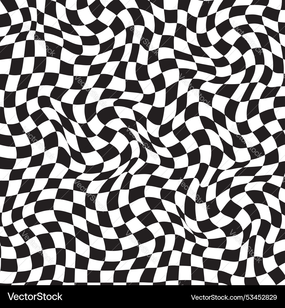 Retro distorted checkered background vector image