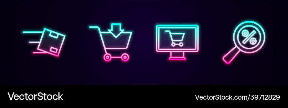 Set line location with cardboard box add vector image