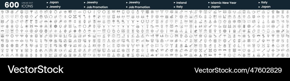 Set of 600 thin line icons in this bundle include vector image