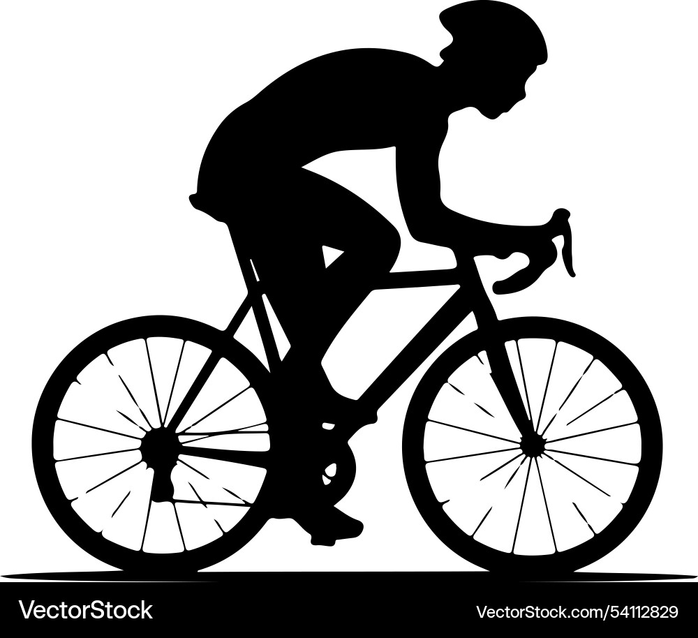 Silhouette of a cyclist in simple bicycle Silhouette of a cyclist in simple bicycle vector image