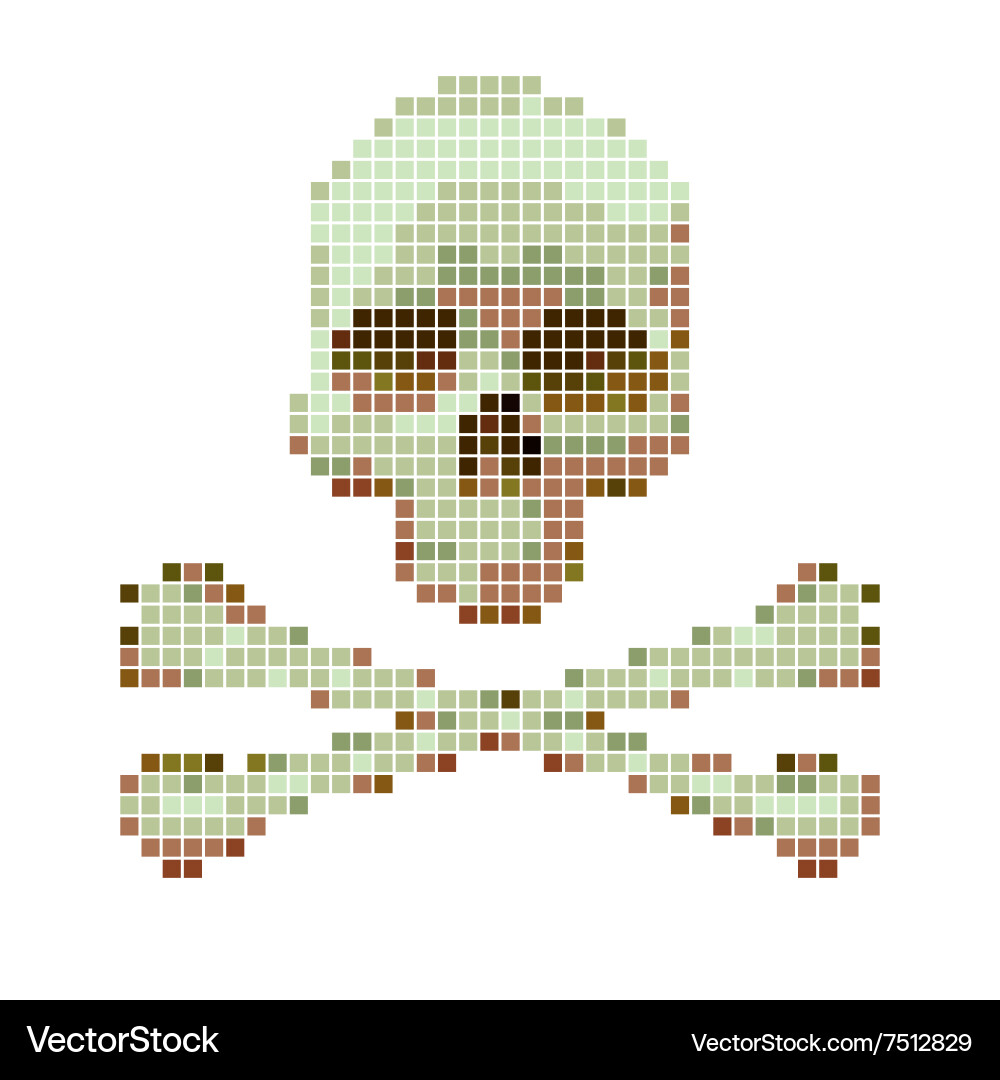 Skull and crossbones collected from pixels vector image