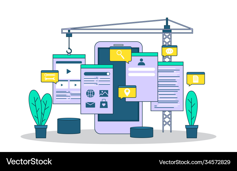 Smartphone mobile app development process flat Vector Image