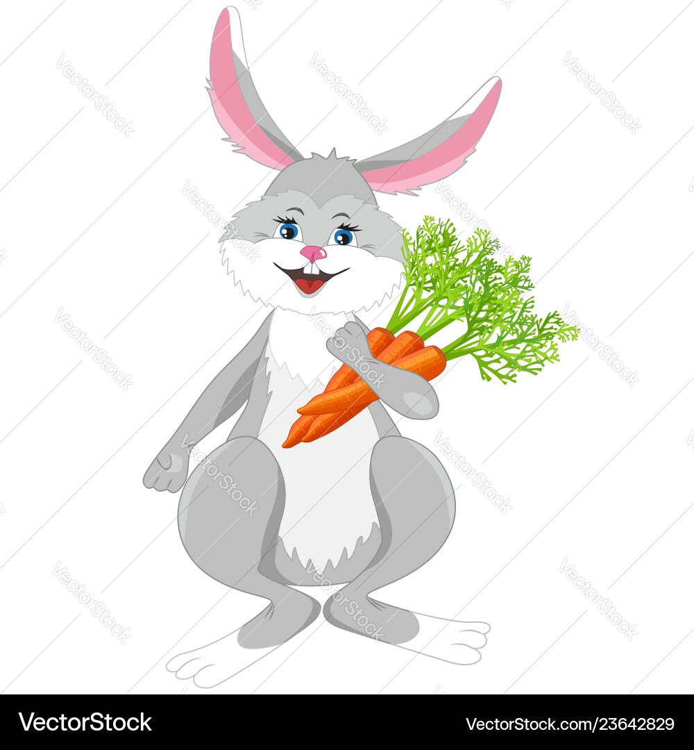 Smiling rabbit with carrot on white background Smiling rabbit with carrot on white background vector image