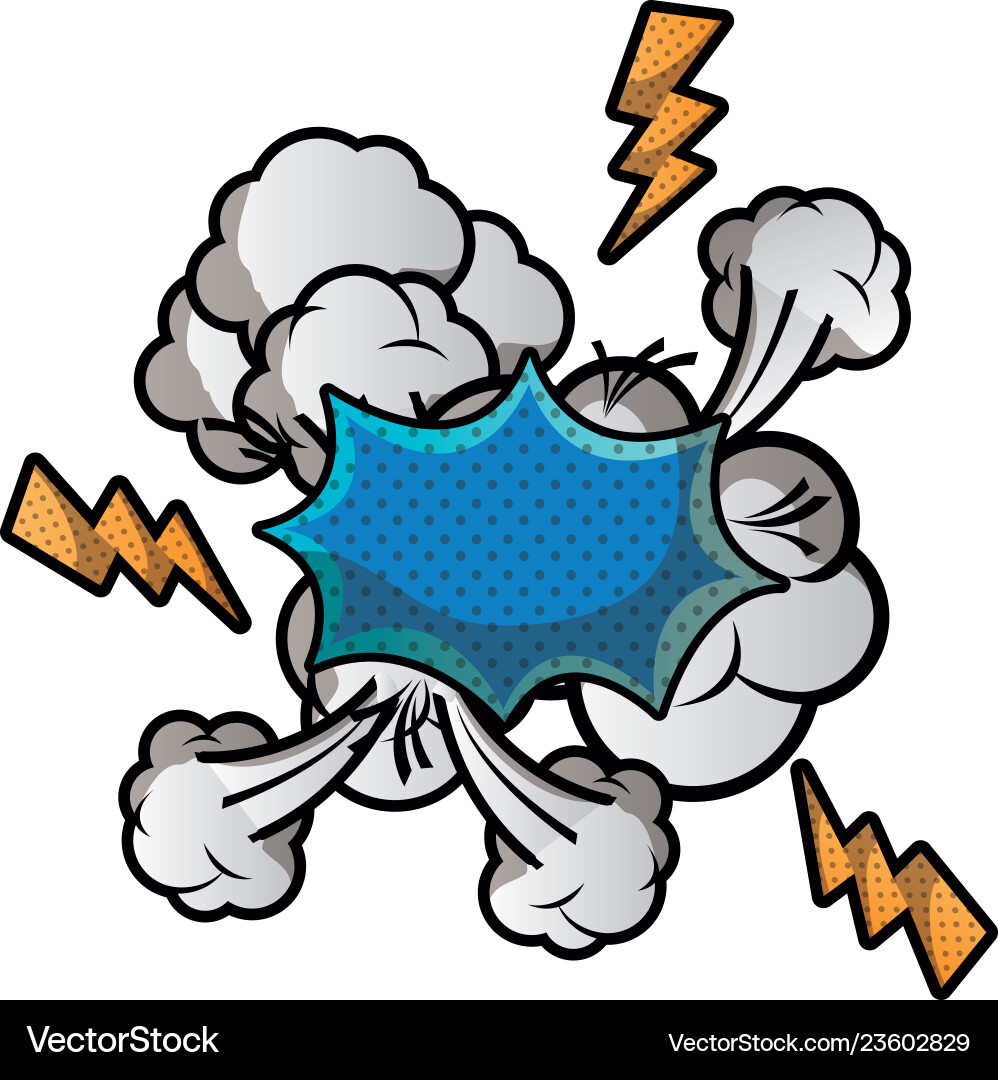Speech bubble with cloud and thunder isolated icon vector image