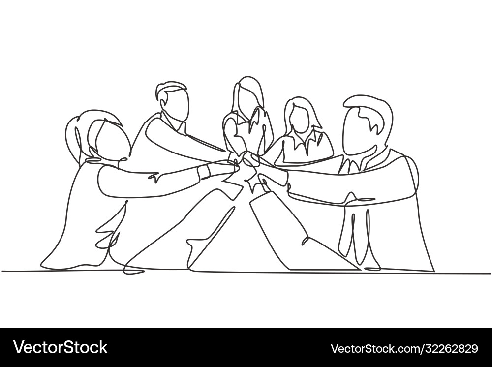 Team Unity Circle Line Art vector image