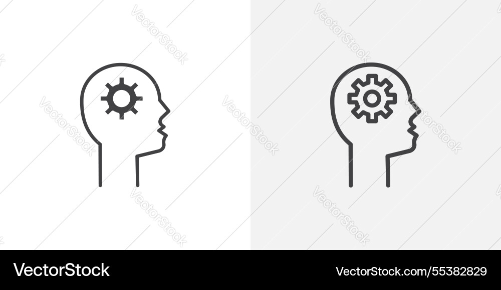 Thinking icons in black fill and liner versions Vector Image