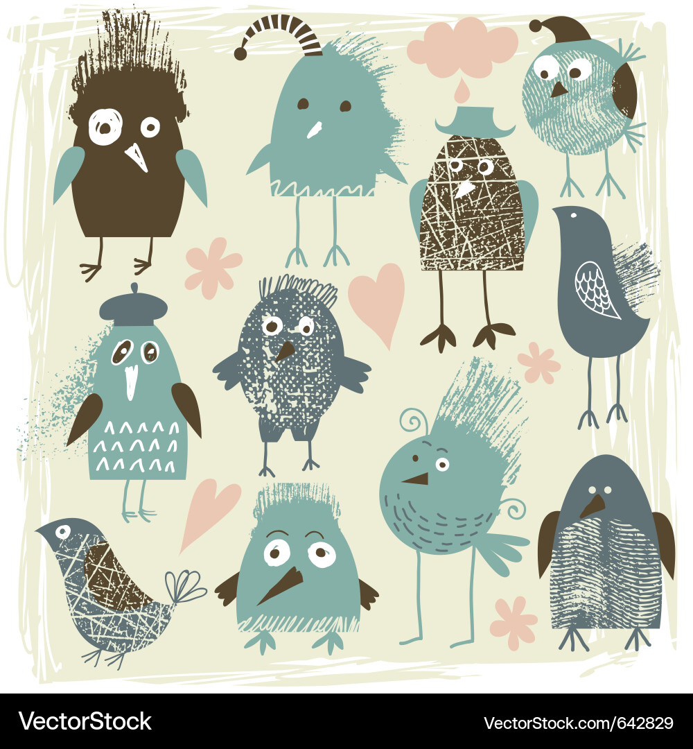 Whimsical Bird Doodles vector image