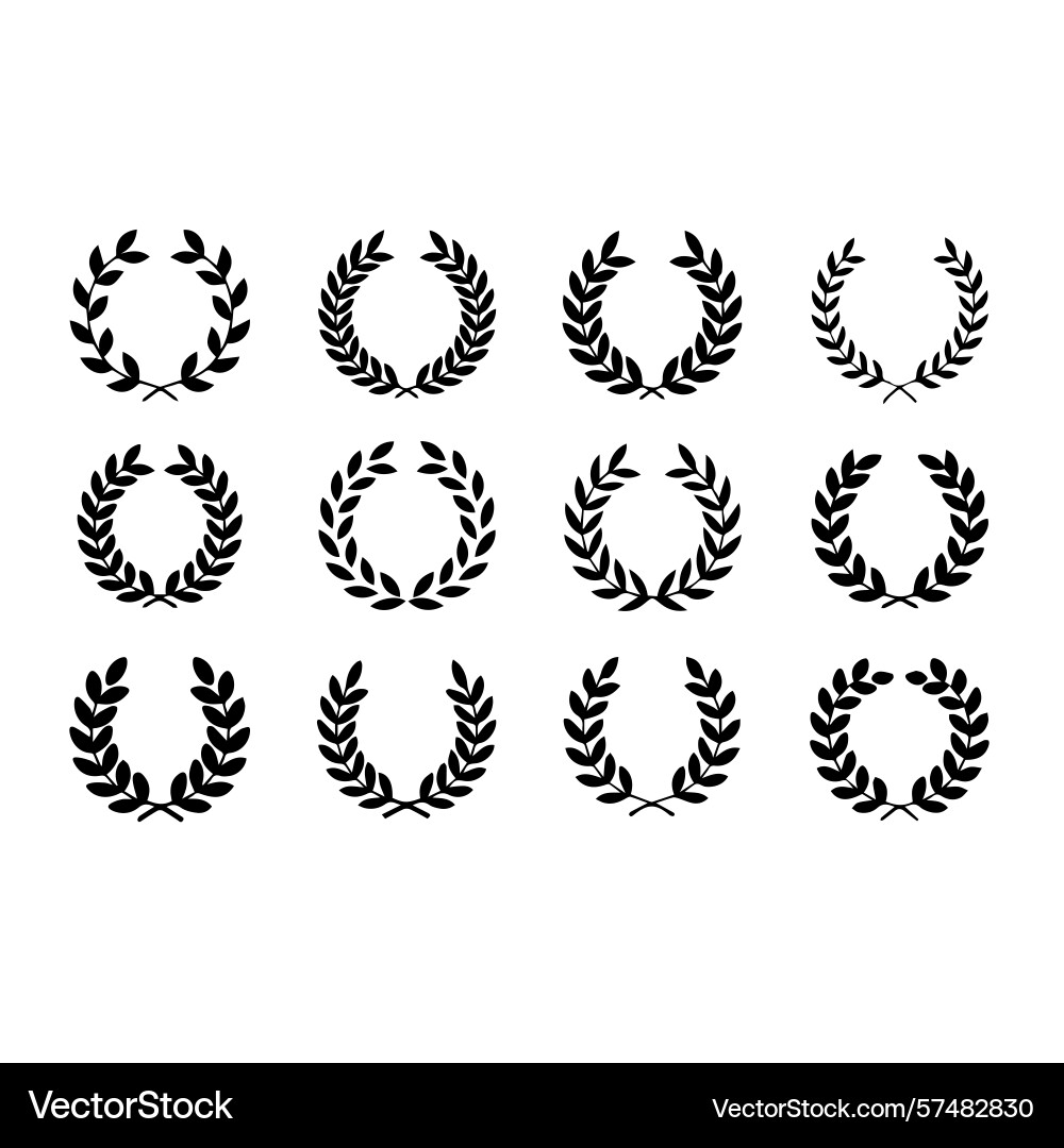 Abstract set of laurel wreath design element Vector Image