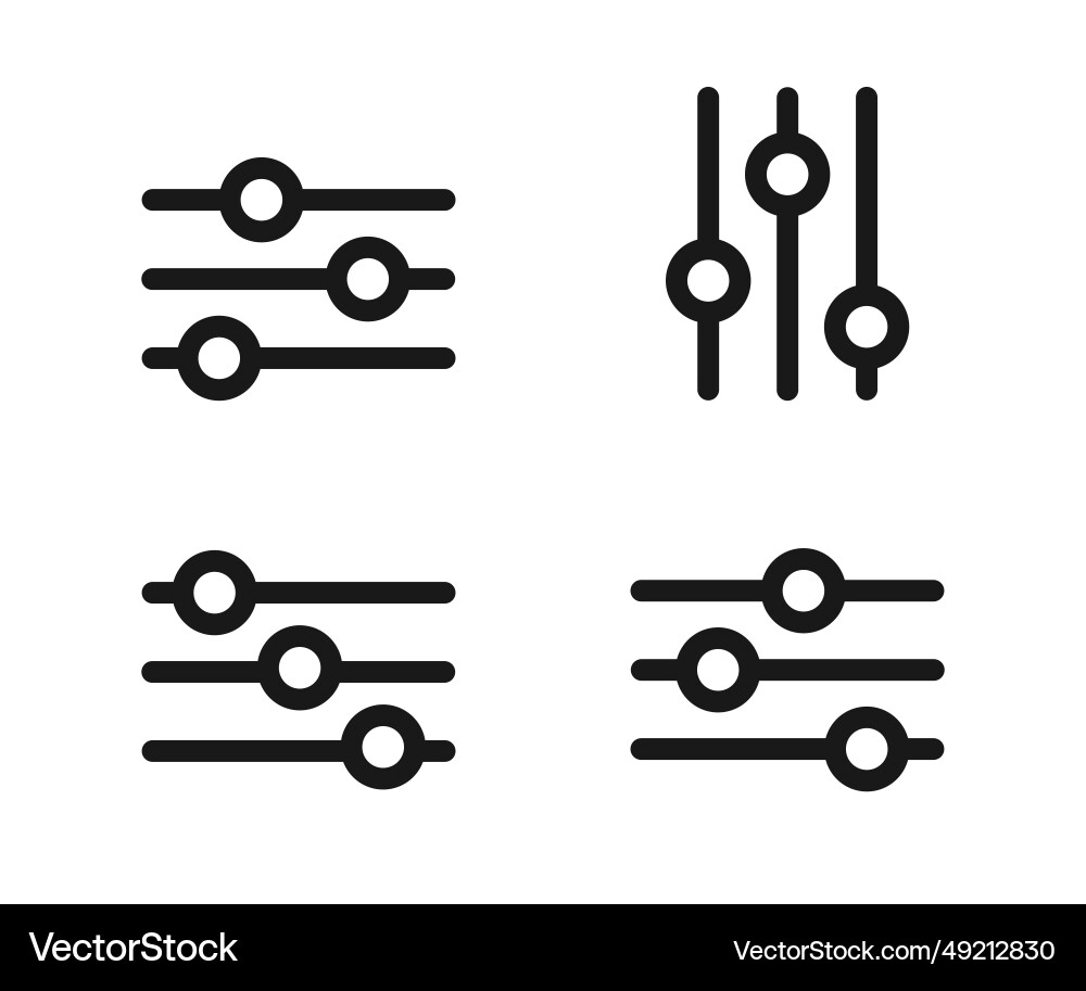 Adjustment button icon set or filter control Adjustment button icon set or filter control vector image