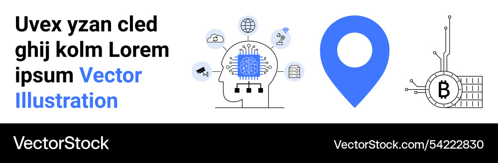 Ai integration geolocation blockchain symbols Vector Image