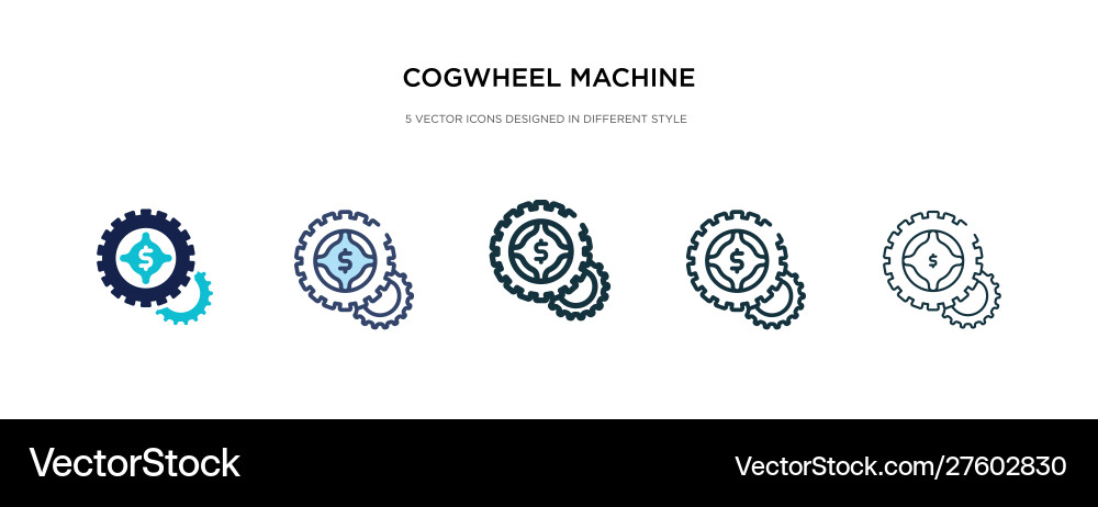 Cogwheel machine part icon in different style Cogwheel machine part icon in different style vector image