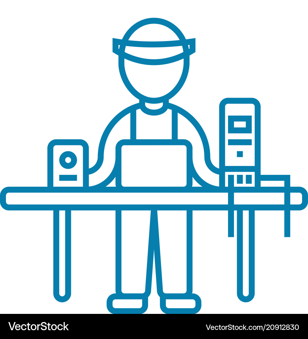 Computer wizard linear icon concept Computer wizard linear icon concept Vector Image