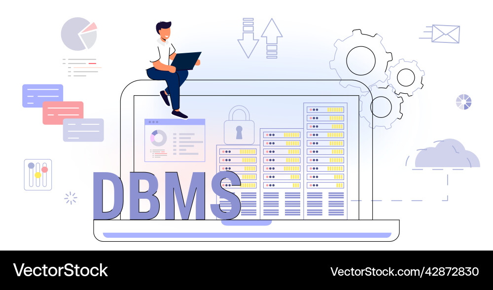 Database administrator dbms software data center Database administrator dbms software data center vector image