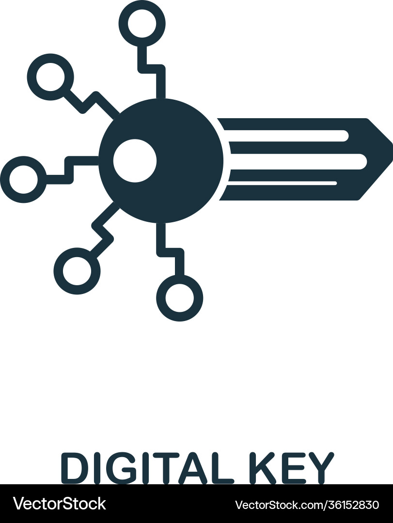 Digital key icon monochrome style design from Digital key icon monochrome style design from Vector Image