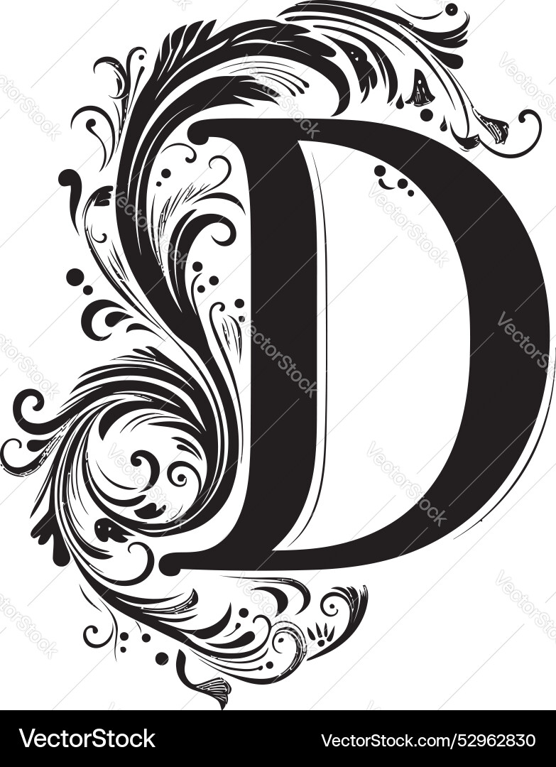 Distinguished script elegant font d design Distinguished script elegant font d design vector image