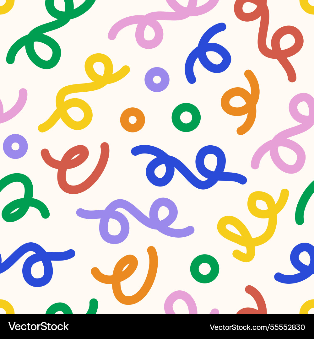 Doodle seamless pattern fun colorful line elements Vector Image
