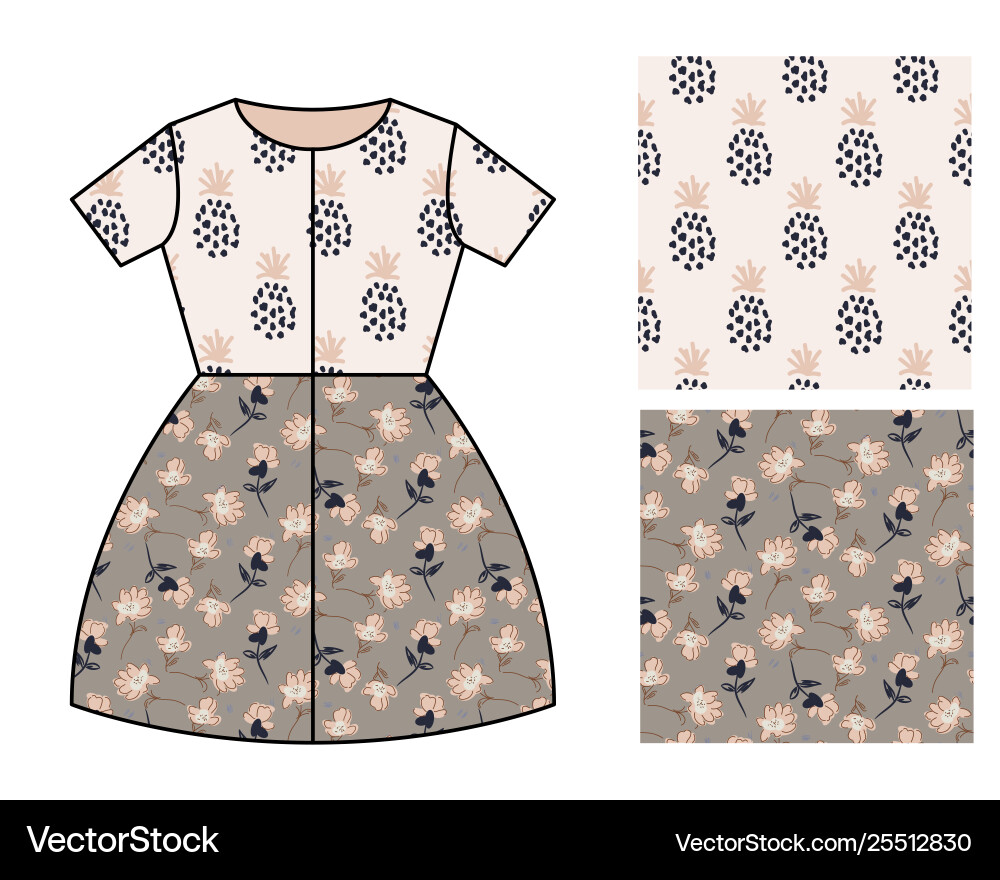 Dress pattern design for girls flowers Vector Image