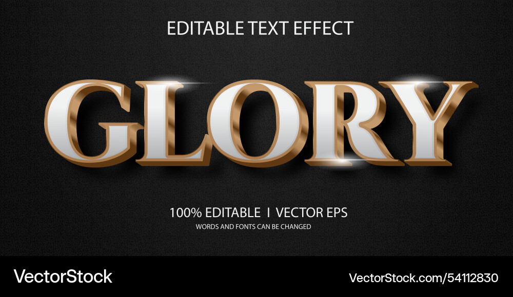 Editable glory 3d text effect with modern style vector image